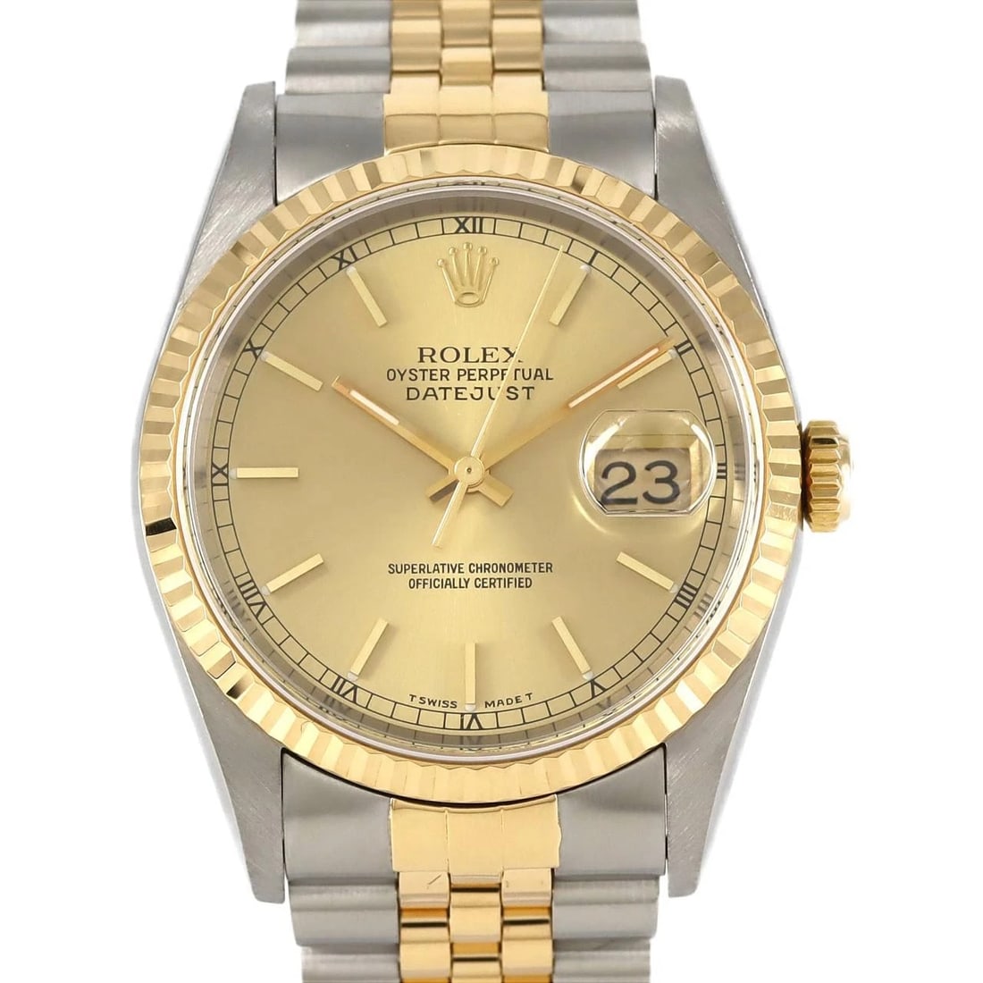 ROLEX DATEJUST SSXYG WATCH: ROLEX Datejust SSxYG Watch Brand: ROLEX Type: Wristwatch Material: Case: SST x Yellow Gold Bracelet: SST x Yellow Gold Color: Dial Colors: Gold Size: Case diameter: 36mm Max Wrist size: 19.5cm