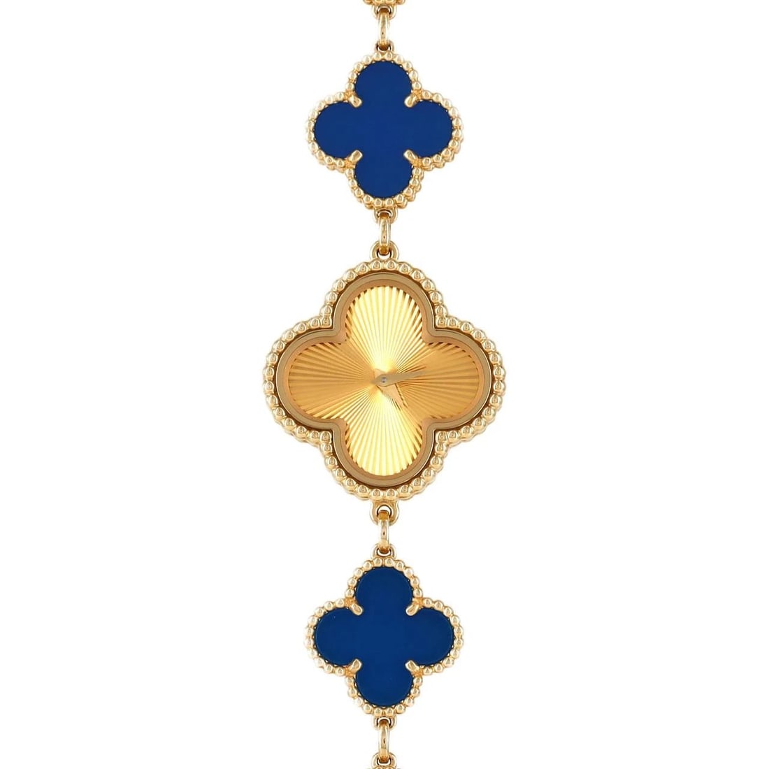 VAN CLEEF & ARPELS SWEET ALHAMBRA YG WATCH: Van Cleef & Arpels Sweet Alhambra YG Watch Brand: Van Cleef & Arpels Type: Wristwatch Material: Case: Yellow Gold Bracelet: Yellow Gold Color: Dial Colors: Gold Size: Case diameter: 22.5mm Max