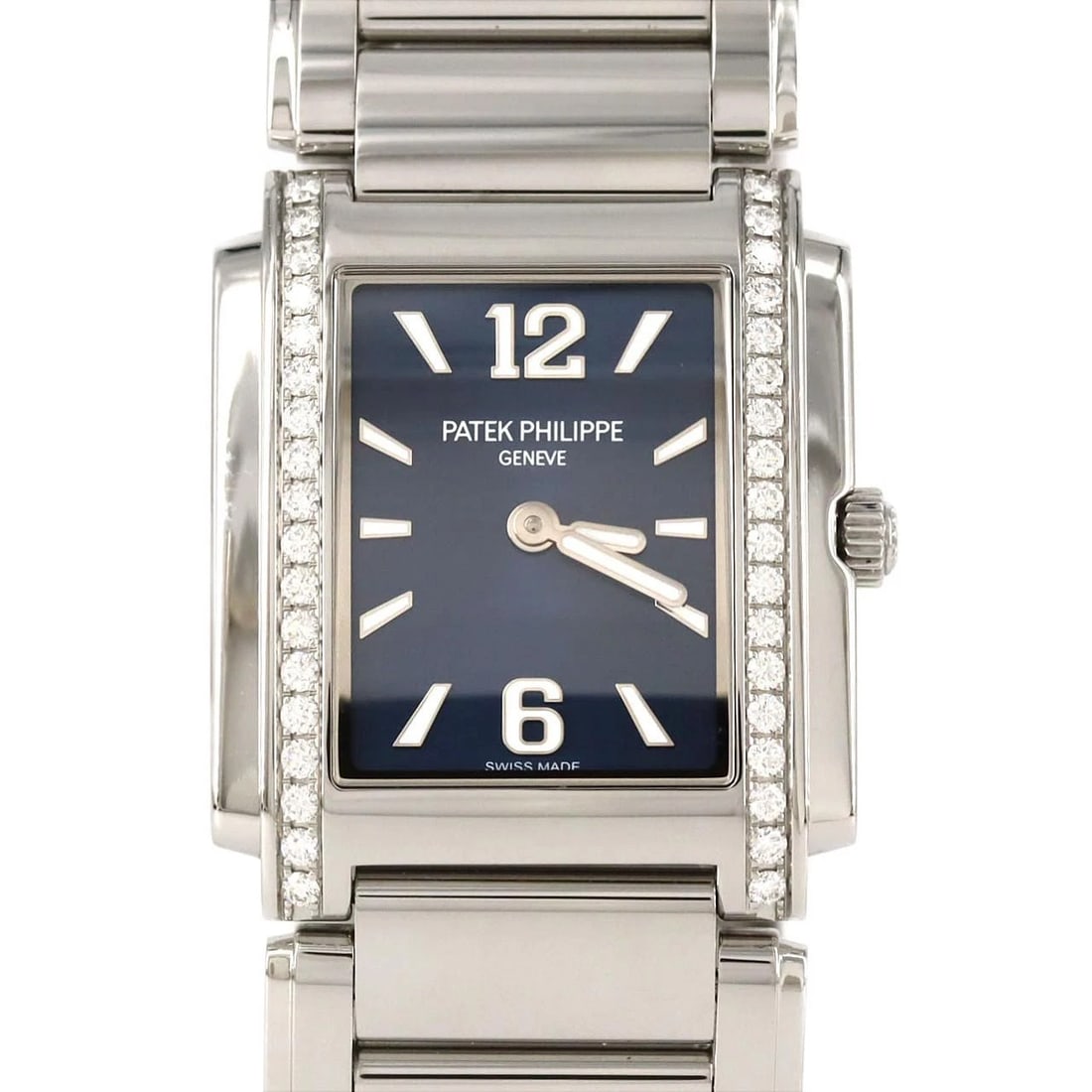 PATEK PHILIPPE STAINLESS STEEL WATCH: Patek Philippe Stainless Steel Watch Brand: PATEK PHILIPPE Type: Wrist watch Material: Case: Stainless Steel Breath: Stainless Steel Color: Dial color: Blue Size: Case diameter: 25x30mm Max wrist