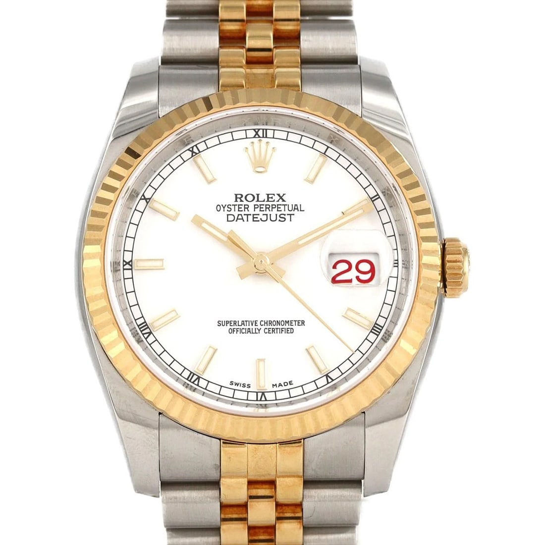 ROLEX DATEJUST SSXYG WATCH: ROLEX Datejust SSxYG Watch Brand: ROLEX Type: Wristwatch Material: Case: SST x Yellow Gold Bracelet: SST x Yellow Gold Color: Dial Colors: White Size: Case diameter: 36mm Max Wrist size: