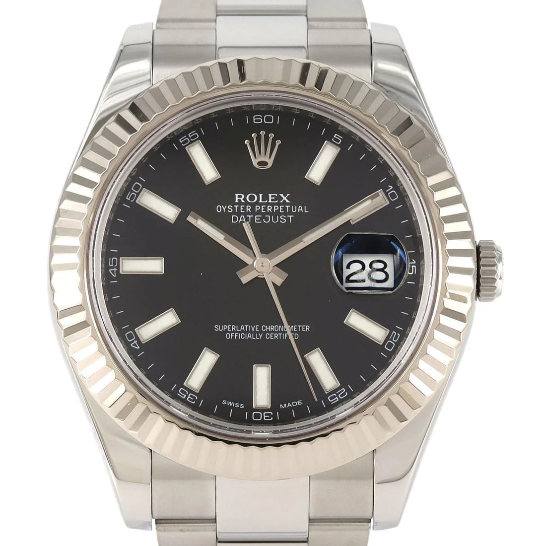 ROLEX DATEJUST SSXWG WATCH: Rolex Datejust SSxWG Watch Brand: ROLEX Type: Wrist watch Material: Case: Stainless steel x white gold Bracelet: Stainless steel Color: Dial Color: Black Size: Case diameter: Approx. 41 mm Max
