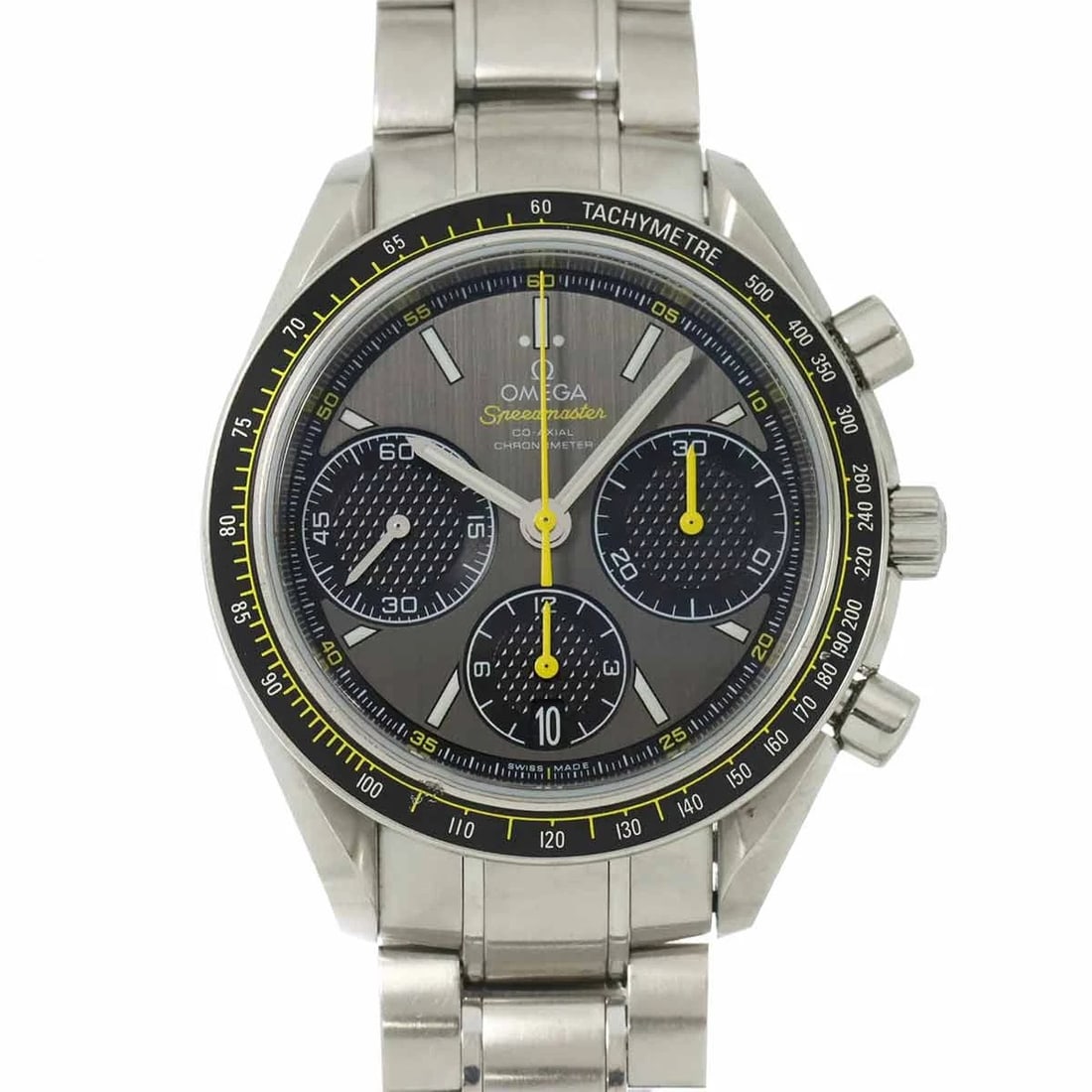 OMEGA SPEEDMASTER RACING GRAY DIAL WATCH: OMEGA Speedmaster Racing Gray Dial Watch Brand: OMEGA Type: Wristwatch Material: Stainless steel Color: Gray Dial Size: Case Size Length 46mm(included lag) Width 40mm(not included crown) Depth