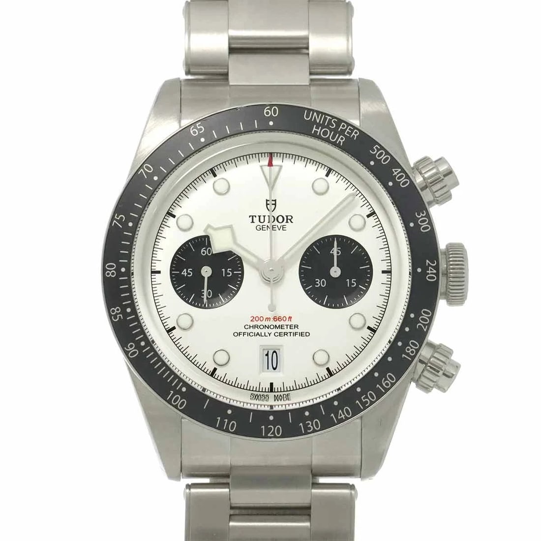 TUDOR BLACK CHRONOGRAPH OPALINE DIAL WATCH (1 of 3)