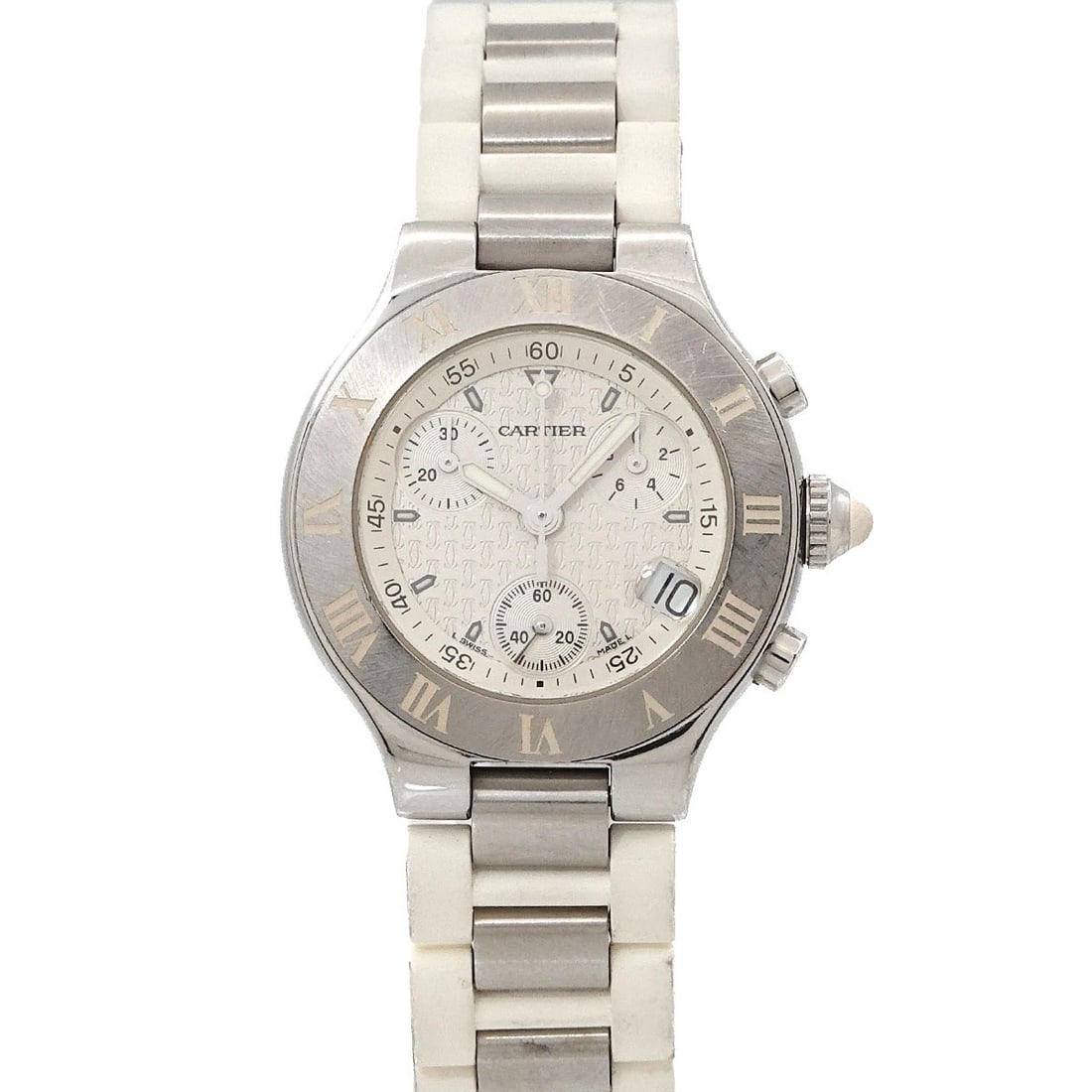 CARTIER CHRONOSCAPH WHITE DIAL WATCH (1 of 3)