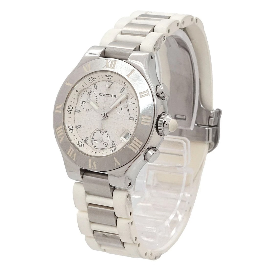 CARTIER CHRONOSCAPH WHITE DIAL WATCH - 2