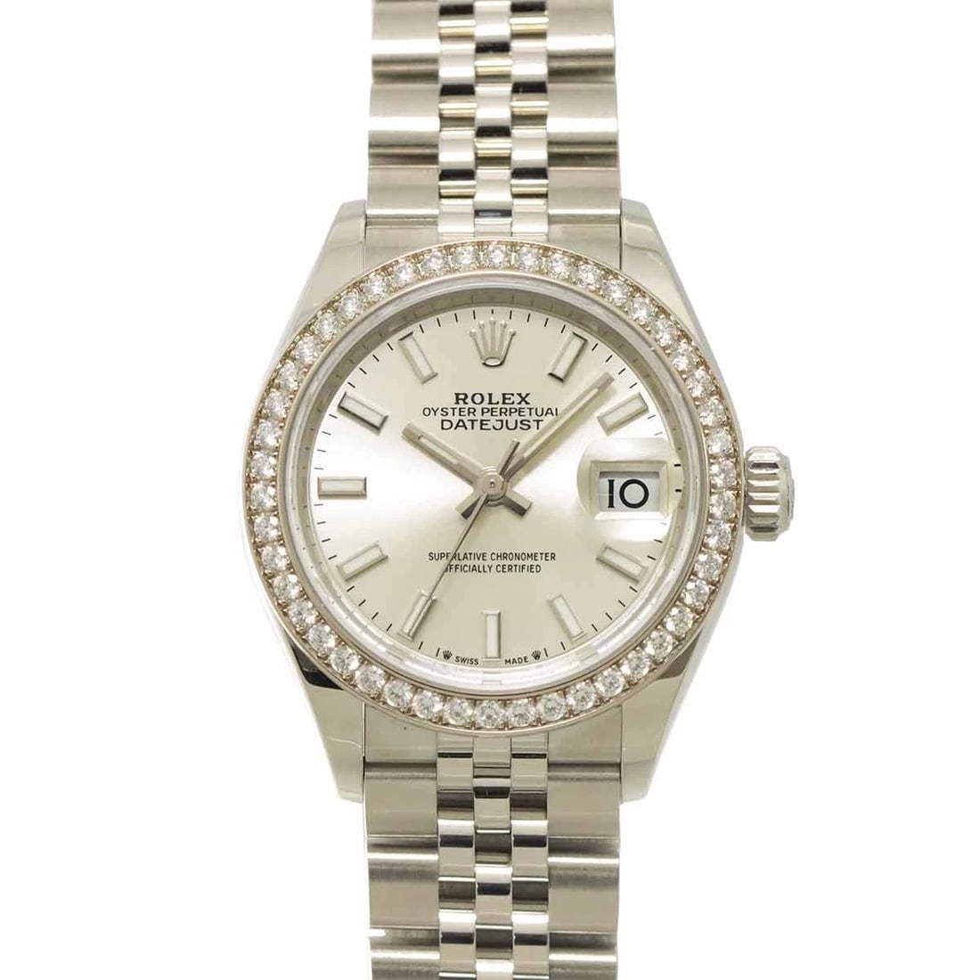 ROLEX DATEJUST 750 WG DIAMOND BEZEL SILVER DIAL WATCH: ROLEX Datejust 750 WG Diamond Bezel Silver Dial Watch Brand: ROLEX Type: Wristwatch Material: Stainless steel,750 White Gold,Diamond Color: Bezel Silver Dial Size: Case Size Length