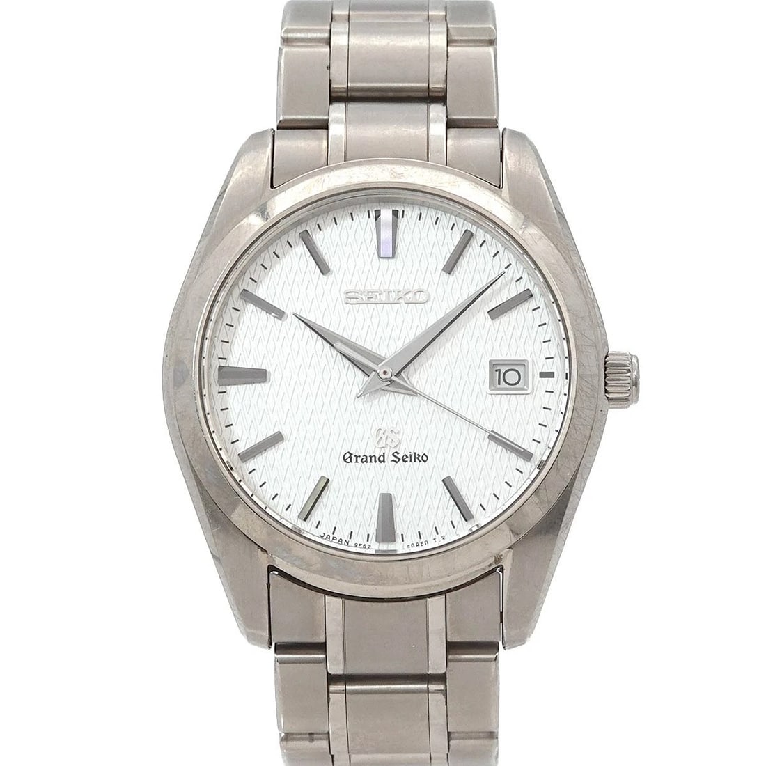 SEIKO GRAND SILVER DIAL WATCH: SEIKO GRAND Silver Dial Watch Brand: SEIKO Type: Wristwatch Material: Titanium Color: Silver Dial Size: Case Size Length 44mm(included lag) Width 37mm(not included crown) Depth 10mm 