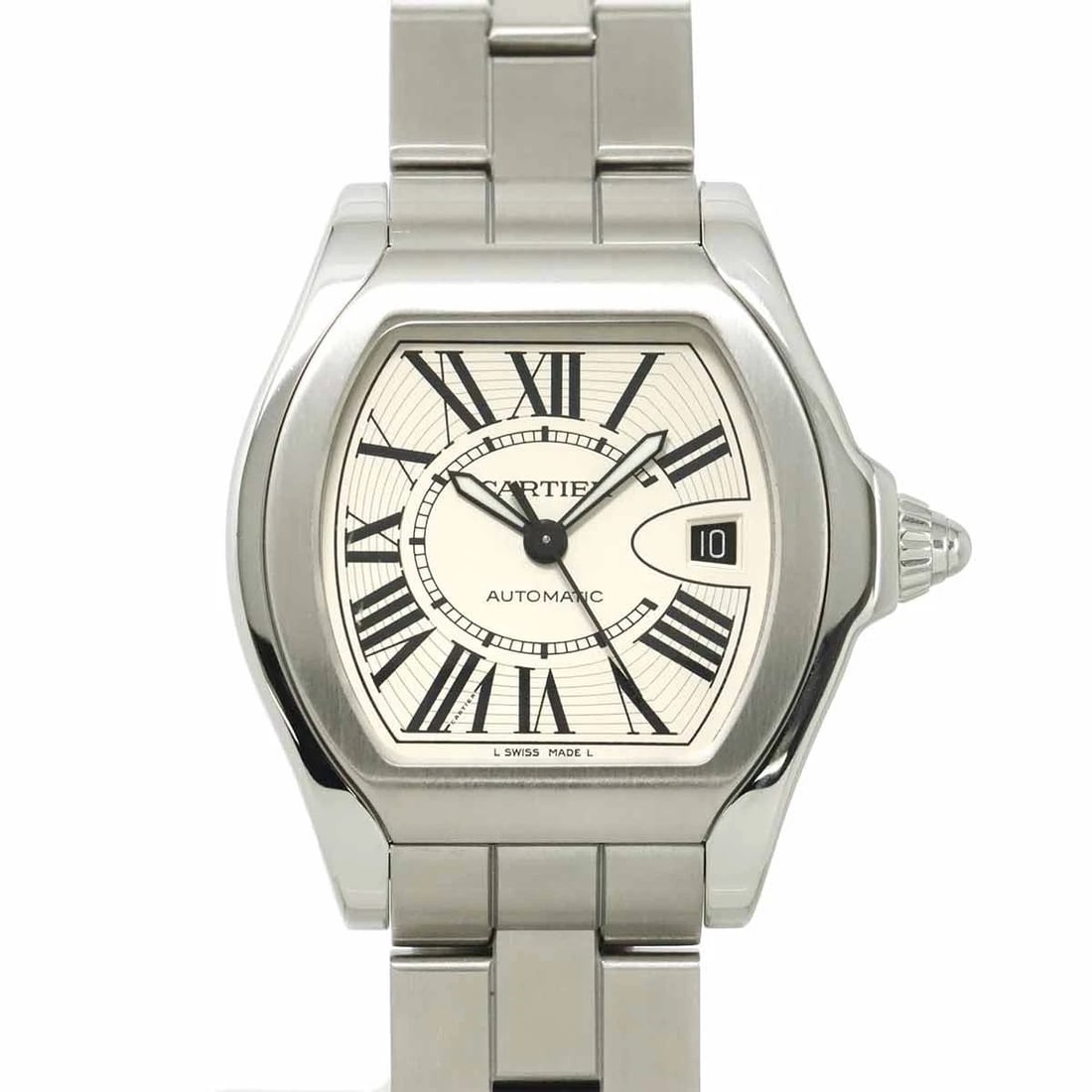 CARTIER ROADSTER SILVER DIAL WATCH: Cartier Roadster Silver Dial Watch Brand: Cartier Type: Wristwatch Material: Stainless steel Color: Silver Dial Size: Case Size Length 46mm(included lag) Width 39mm(not included crown) Depth