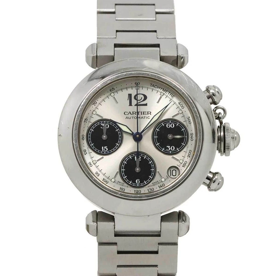 CARTIER PASHA CHRONOGRAPH SILVER DIAL WATCH (1 of 3)