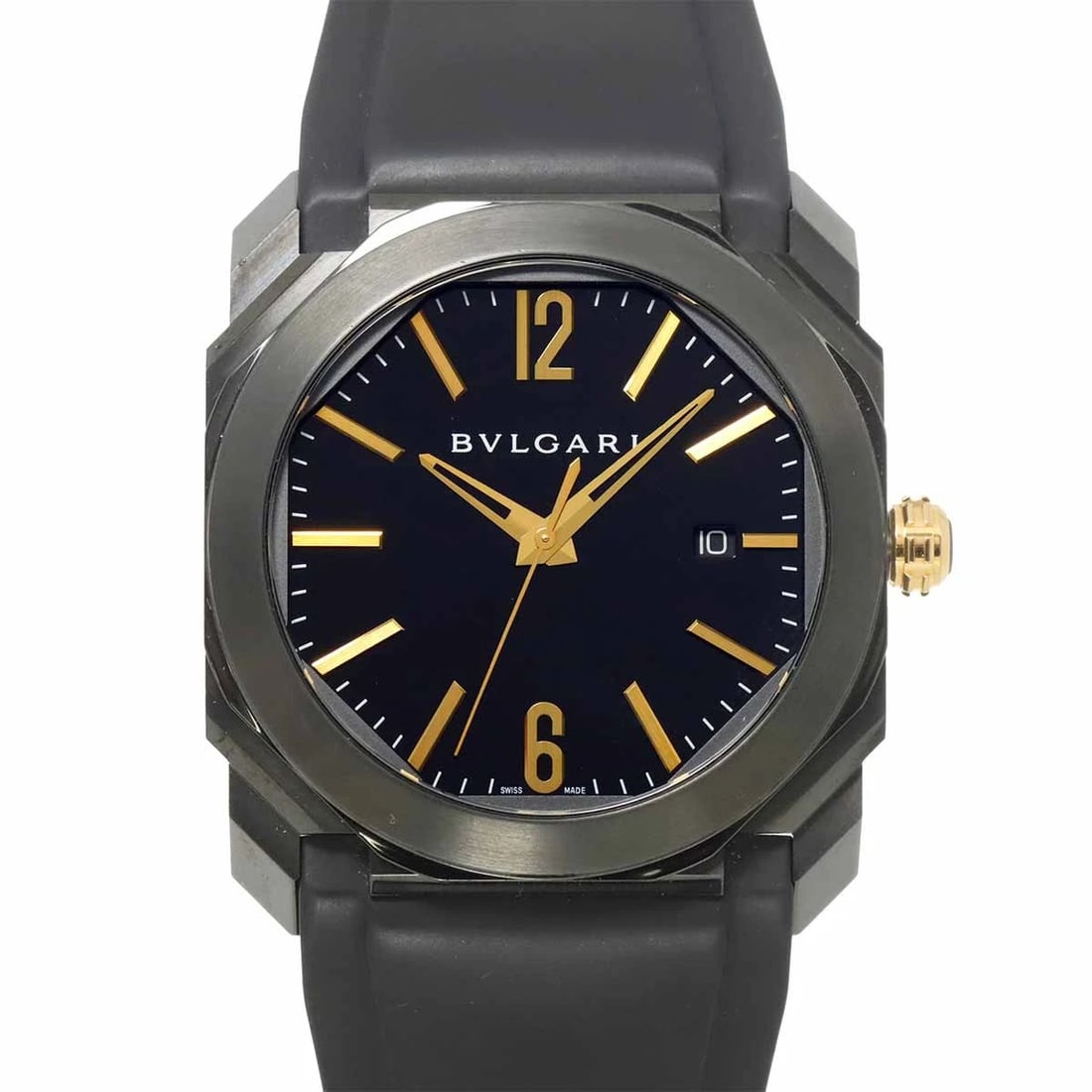 BVLGARI OCTO BLACK DIAL 750 PG WATCH: BVLGARI Octo Black Dial 750 PG Watch Brand: BVLGARI Type: Wristwatch Material: Stainless steel,Leather Color: Black Dial Size: Case Size Length 47mm(included lag) Width 41mm(not included