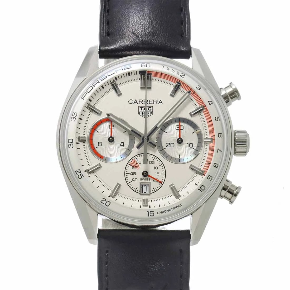 TAG HEUER CARRERA CHRONOSPRINT PORSCHE WATCH: TAG Heuer Carrera Chronosprint Porsche Watch Brand: TAG Heuer Type: Wristwatch Material: Stainless steel,Leather Color: NONE Size: Case Size Length 48mm(included lag) Width 42mm(not included