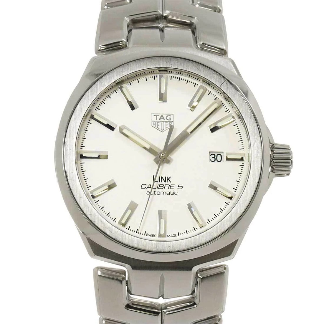TAG HEUER LINK SILVER DIAL WATCH: TAG Heuer Link Silver Dial Watch Brand: TAG Heuer Type: Wristwatch Material: Stainless steel Color: Silver Dial Size: Case Size Length 53mm(included lag) Width 41mm(not included crown) Depth
