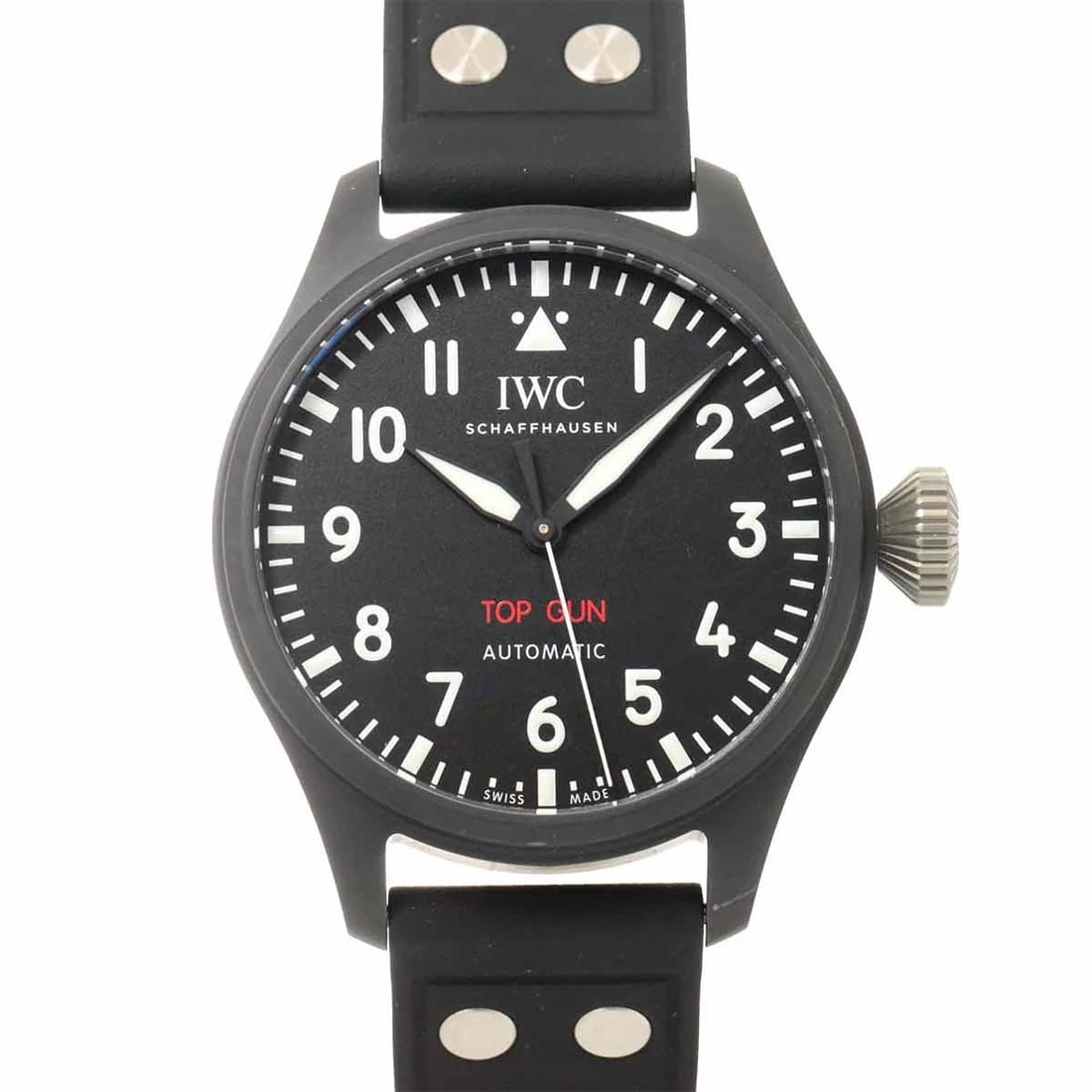 IWC BIG PILOT WATCH BLACK DIAL WATCH: IWC Big Pilot Watch Black Dial Watch Brand: IWC Type: Wristwatch Material: Ceramic,Rubber Color: Black Dial Size: Case Size Length 53mm(included lag) Width 44mm(not included crown) Depth 14mm Acc