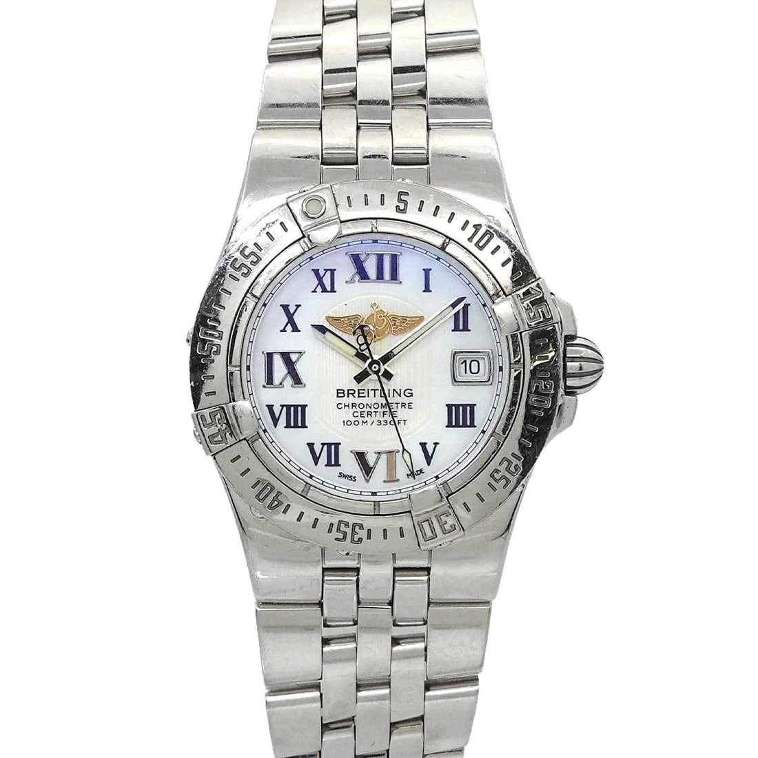 BREITLING STARLINER WHITE SHELL DIAL WATCH
