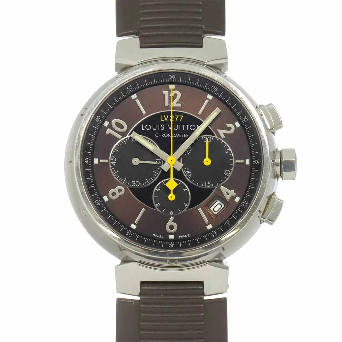 LOUIS VUITTON TAMBOUR CHRONOGRAPH BROWN WATCH (1 of 4)