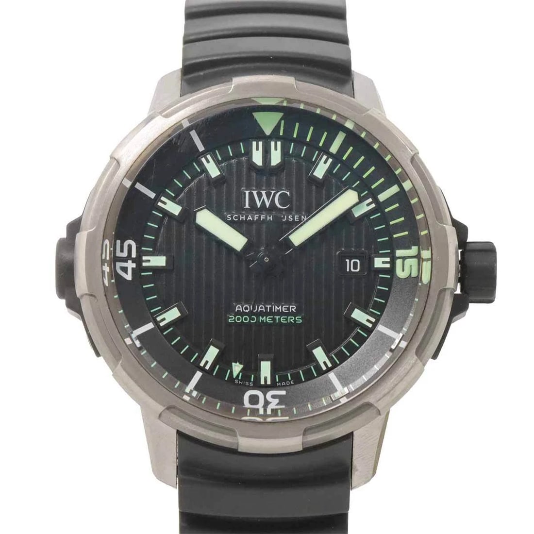 IWC AQUA TIMER BLACK DIAL WATCH: IWC Aqua Timer Black Dial Watch Brand: IWC Type: Wristwatch Material: Stainless steel,Rubber Color: Black Dial Size: Case Size Length 54mm(included lag) Width 48mm(not included crown) Depth 21mm