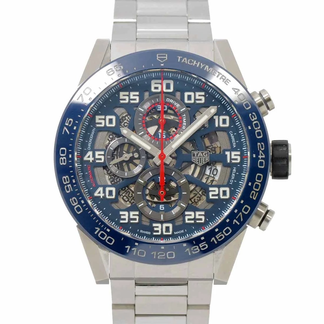 TAG HEUER CARRERA CALIBER SKELETON DIAL WATCH: TAG Heuer Carrera Caliber Skeleton Dial Watch Brand: TAG Heuer Type: Wristwatch Material: Stainless steel,Ceramic Color: NONE Size: Case Size Length 53mm(included lag) Width 45mm(not included