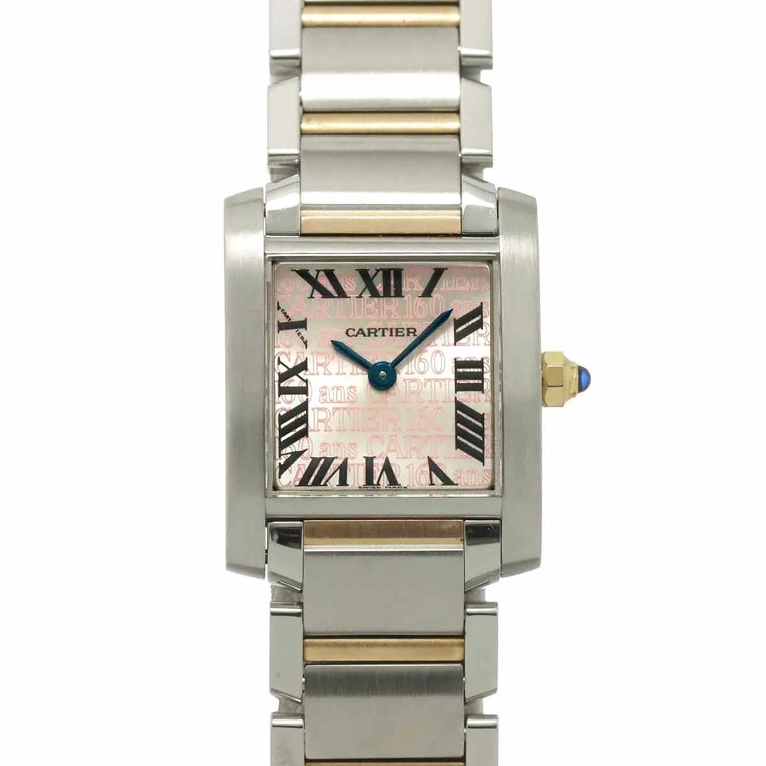 CARTIER TANK FRANCAISE 750 PG SILVER PINK DIAL WATCH: Cartier Tank Francaise 750 PG Silver Pink Dial Watch Brand: Cartier Type: Wristwatch Material: 750 Pink Gold,Stainless steel Color: Silver Pink Dial Size: Case Size Length 25mm(included lag)
