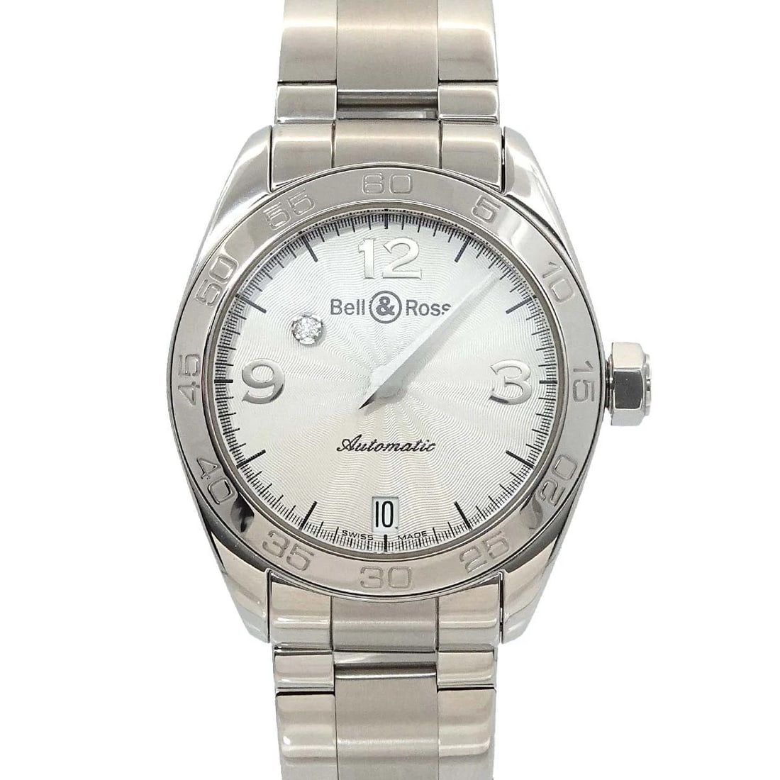BELL & ROSS MYSTERY DIAMOND SILVER DIAL WATCH: BELL & ROSS Mystery Diamond Silver Dial Watch Brand: Bell & Ross Type: Wristwatch Material: Stainless steel Color: Silver Dial Size: Case Size Length 40.5mm(included lag) Width 34mm(not