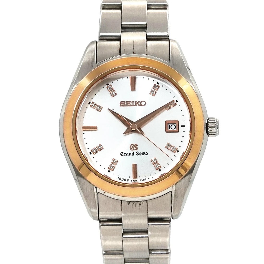 SEIKO GRAND DIAMOND SILVER DIAL WATCH: SEIKO GRAND Diamond Silver Dial Watch Brand: SEIKO Type: Wristwatch Material: Stainless steel,Pink Gold Color: Silver Dial Size: Case Size Length 35mm(included lag) Width 28mm(not included
