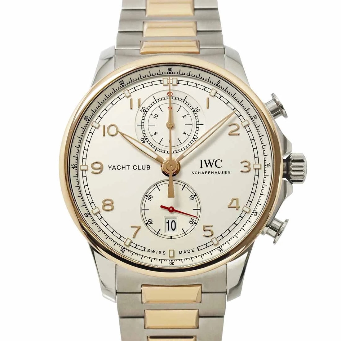 IWC PORTUGIESER CHRONOGRAPH WATCH: IWC Portugieser Chronograph Watch Brand: IWC Type: Wristwatch Material: Stainless steel,750 Pink Gold Color: NONE Size: Case Size Length 52mm(included lag) Width 45mm(not included crown) Depth 15m