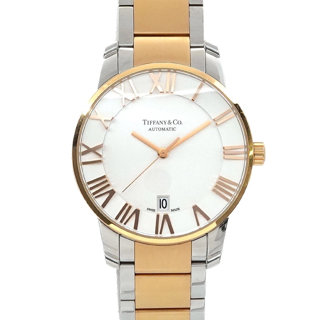 TIFFANY&CO 750PG SILVER DIAL WATCH: TIFFANY&Co 750PG Silver Dial Watch Brand: TIFFANY&Co. Type: Wristwatch Material: Stainless steel,750 Pink Gold Color: Silver Dial Size: Case Size Length 47mm(included lag) Width 37mm(not