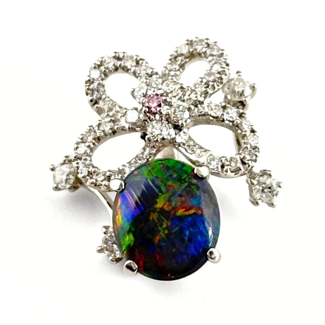 BLACK OPAL DESIGN PENDANT HEAD PLATINUM: Black Opal Design Pendant Head Platinum Brand: Unbranded Type: Pendant Head Material: Pt900, Color: Platinum Size: Pendant size 19.5×18.4mm(0.8") Inside diameter of the bail 5.8×3.6mm(0.2") 