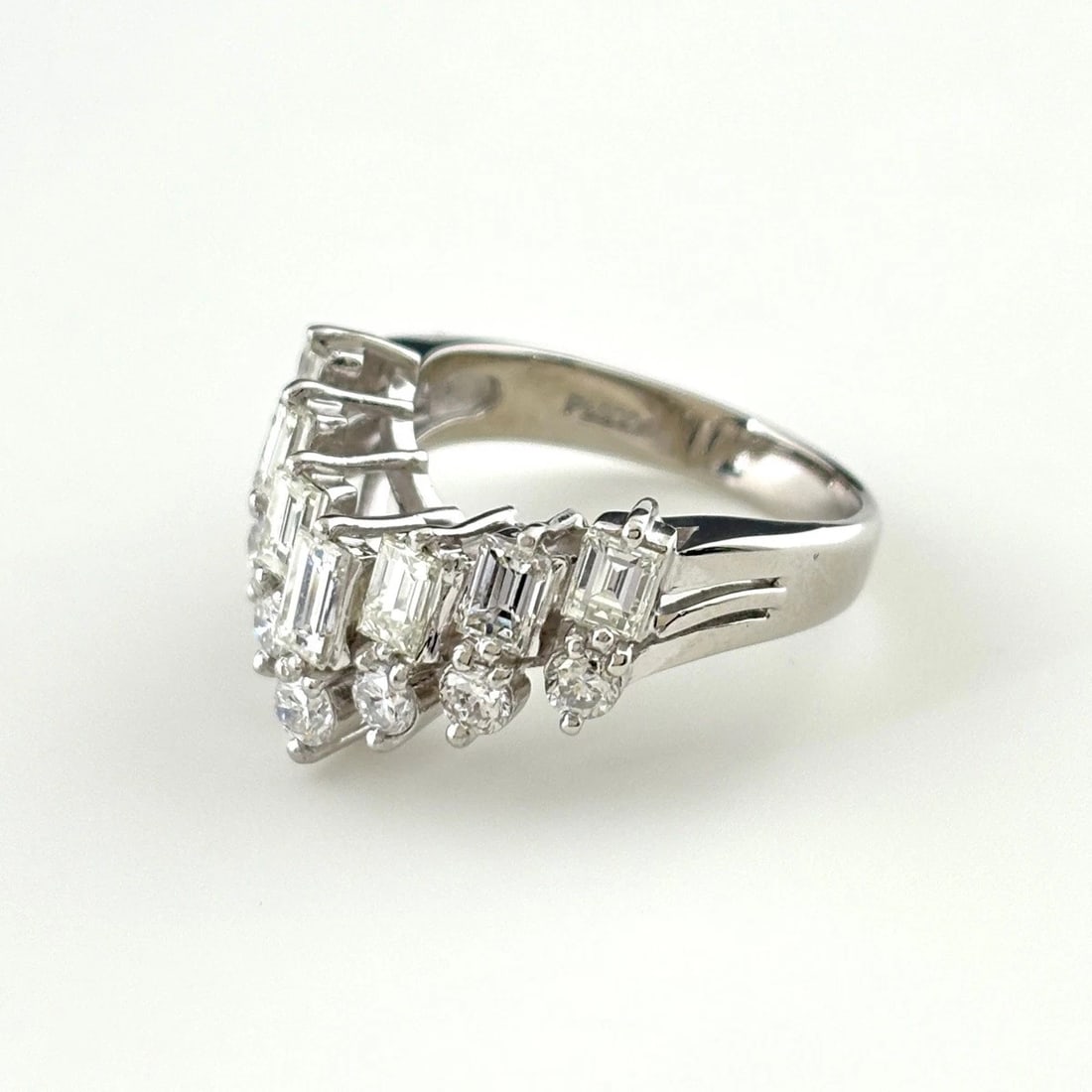 MELEE DIAMOND DESIGN PLATINUM RING PT900 DIAMOND WOMEN (1 of 2)