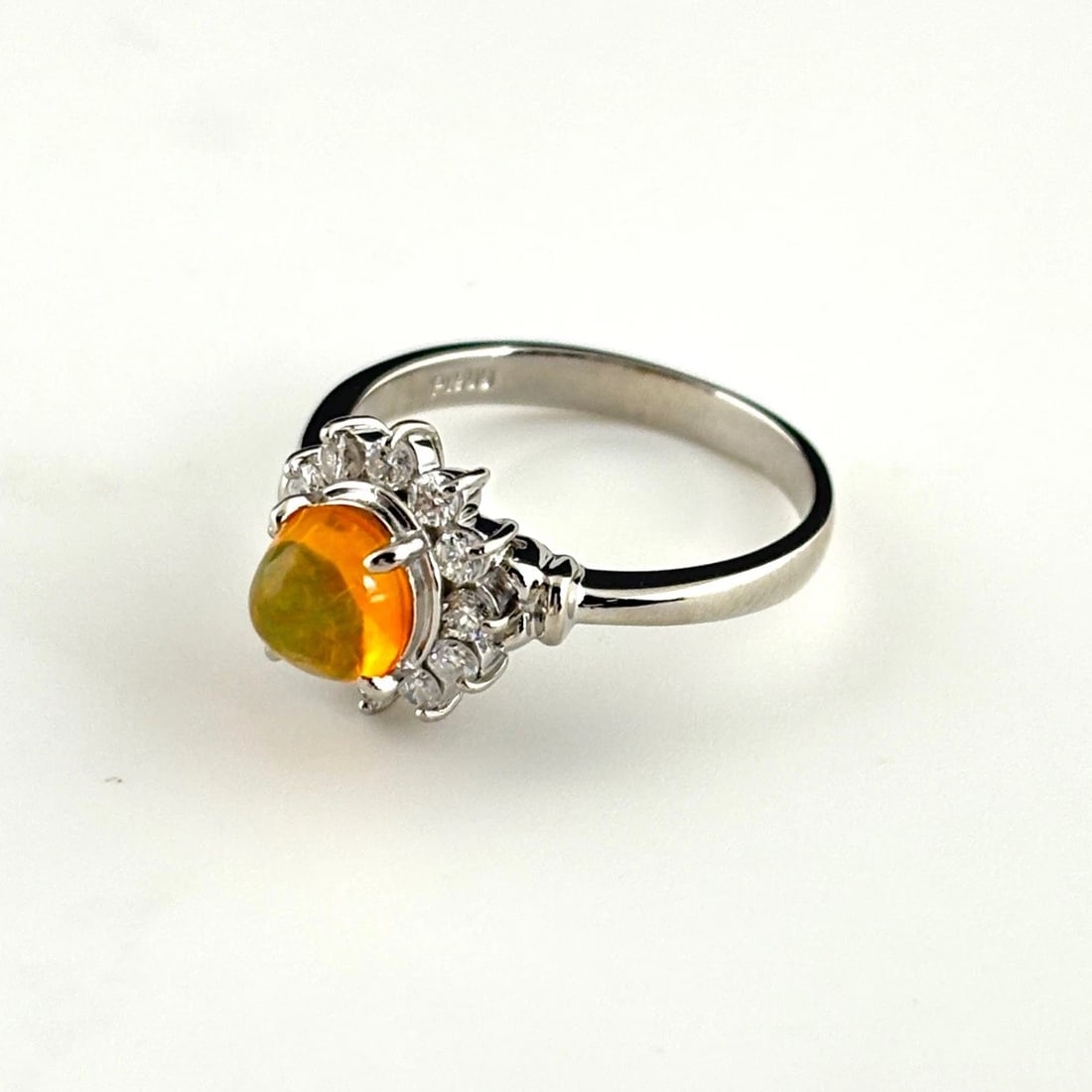 FIRE OPAL DESIGN PLATINUM RING PT900 OPAL DIAMOND WOMEN (1 of 2)