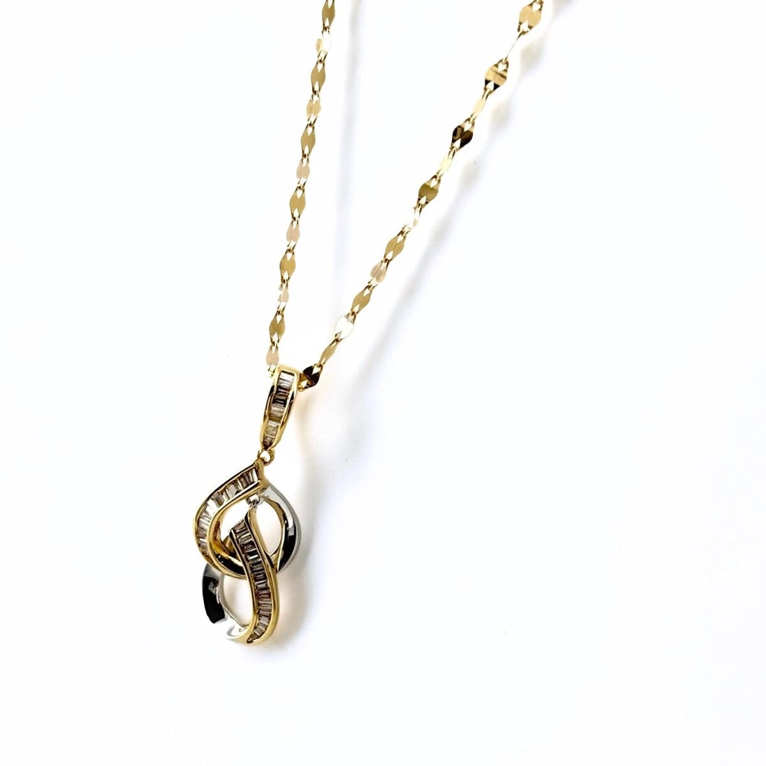 MELEE DIAMOND DESIGN YG YELLOWGOLD PENDANT NECKLACE (1 of 5)