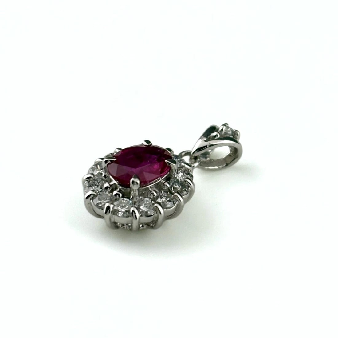 RUBY PENDANT HEAD PLATINUM MELEE DIAMOND - 2