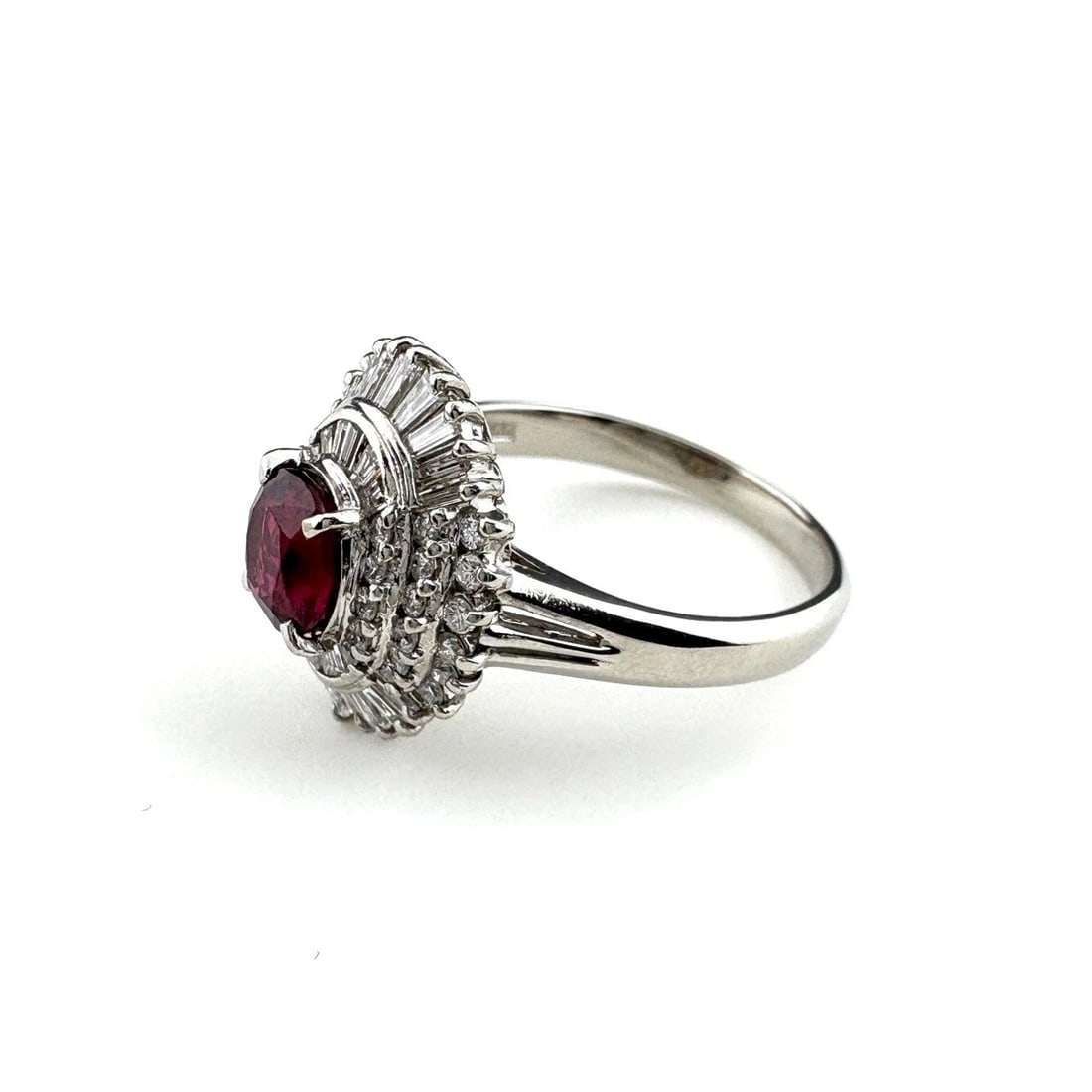 RUBY DESIGN PLATINUM MELEE DIAMOND RING PT900 RUBY DIAMOND - 2