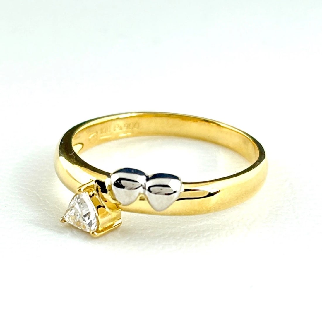 DIAMOND DESIGN YG YELLOWGOLD PLATINUM RING (1 of 2)