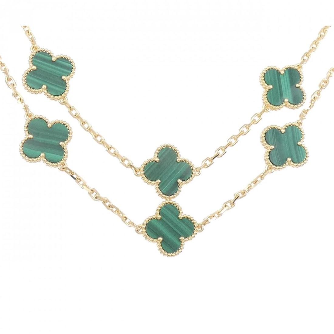 VAN CLEEF & ARPELS ALHAMBRA 20 MOTIFS NECKLACE: Van Cleef & Arpels Alhambra 20 motifs Necklace Brand: Van Cleef & Arpels Type: Necklace Material: 750 Yellow Gold, Main Stone/Creation Malachite Color: Yellow Gold Size: 86cm,ActualSize Max W: