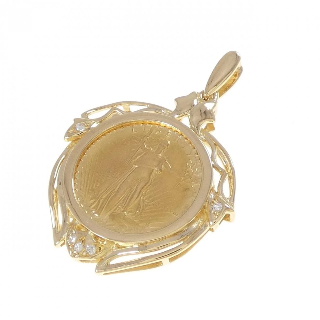 K18YG (FRAME) DIAMOND COIN PENDANT: K18YG (frame) Diamond Coin Pendant Brand: Unbranded Type: Coin Material: K18 yellow gold (frame only), Main Stone/Creation Natural Color: Yelloe Gold Size: ActualSize HxW: 33.9mmx23.8mm 