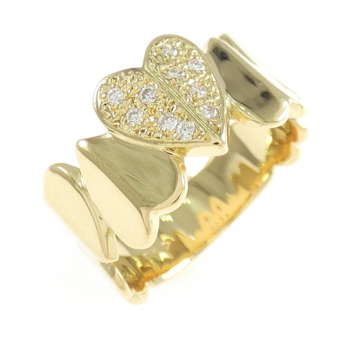 K18YG HEART DIAMOND RING: K18YG Heart Diamond Ring Brand: Unbranded Type: Ring Material: K18 Yellow Gold, Main Stone/Creation Natural Color: yellow gold Size: 7US Accessories: None Accessories Notice: When purchasing