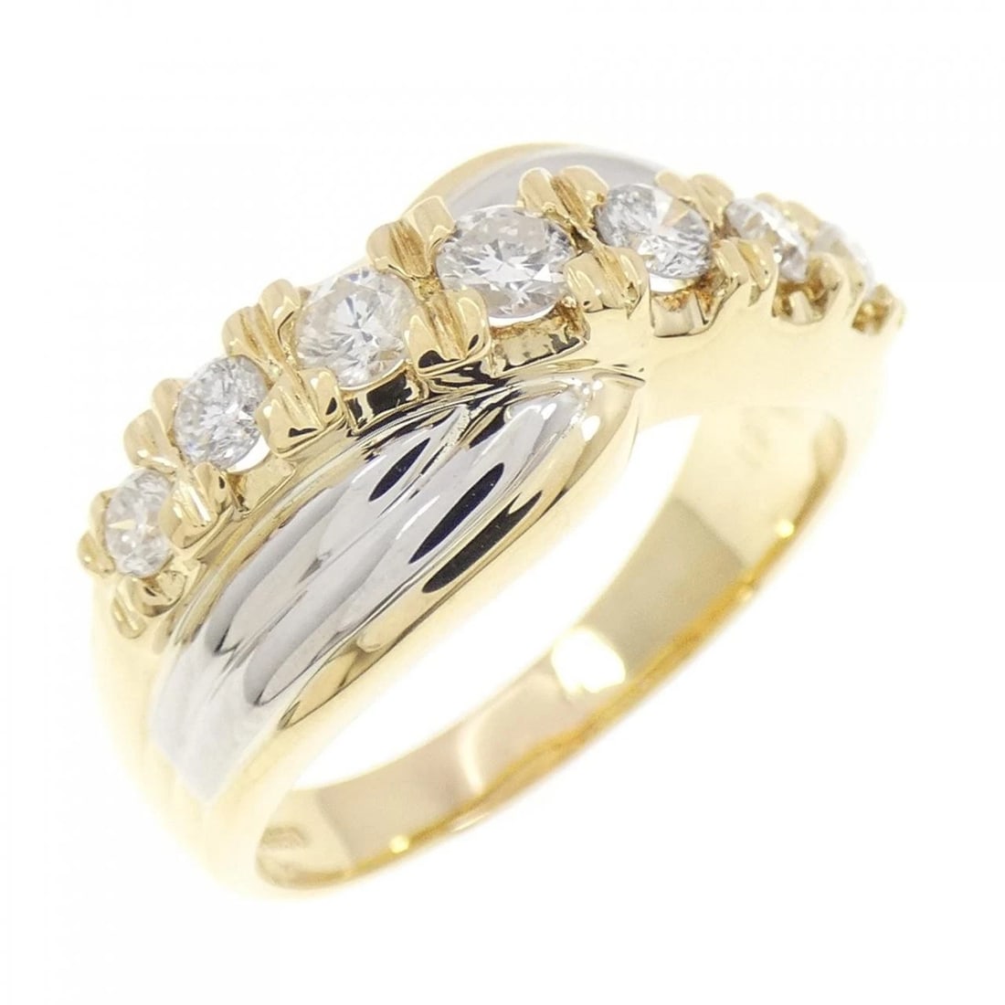 K18YG PT850 DIAMOND RING: K18YG PT850 Diamond Ring Brand: Unbranded Type: Ring Material: K18 Yellow Gold Platinum 850, Main Stone/Creation Natural Color: yellow gold Size: 8.5US Accessories: None Accessories Notice: