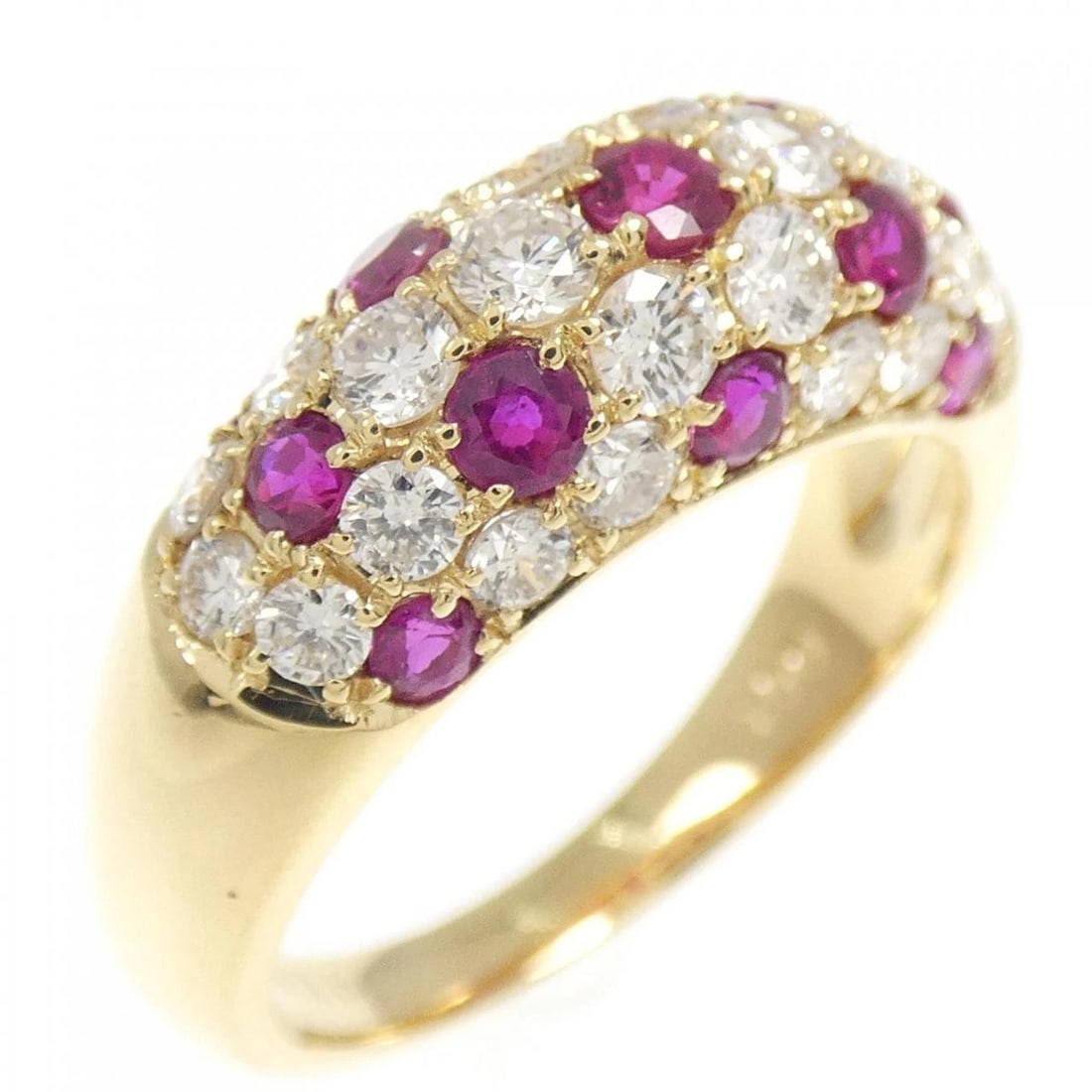 K18YG RUBY RING: K18YG Ruby Ring Brand: Unbranded Type: Ring Material: K18 Yellow Gold, Main Stone/Creation RubySide Stone Natural Color: Yellow Gold Size: 6.5-7 (US size) Accessories: None Accessories Not