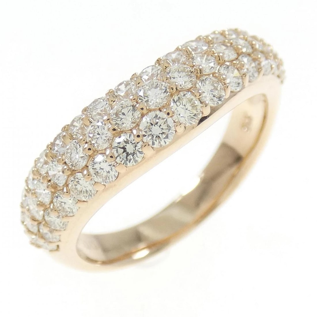 K18PG PAVE DIAMOND RING: K18PG Pave Diamond Ring Brand: Unbranded Type: Ring Material: K18 Pink Gold, Main Stone/Creation Natural Color: pink gold Size: 6.5US Accessories: None Accessories Notice: When purchasing