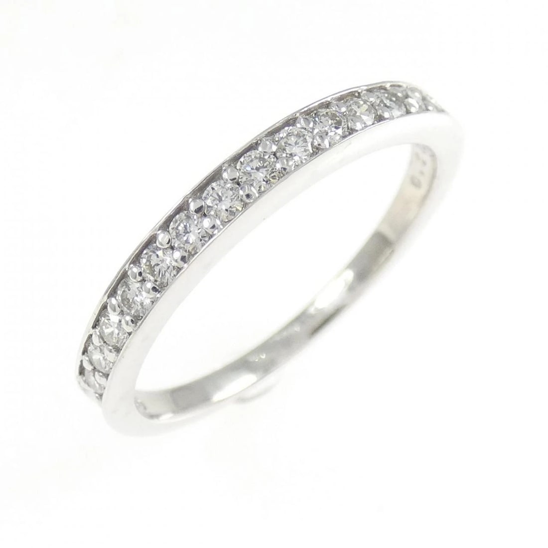 PT900 HALF ETERNITY DIAMOND RING: PT900 Half Eternity Diamond Ring Brand: Unbranded Type: Ring Material: Platinum 900, Main Stone/Creation Natural Color: platinum Size: 6.5US Accessories: None Accessories Notice: When purc
