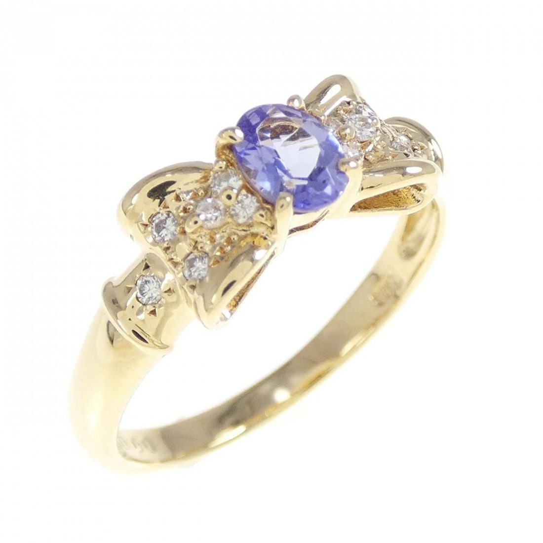 K18YG RIBBON DIAMOND RING: K18YG Ribbon Diamond Ring Brand: Unbranded Type: Ring Material: K18 Yellow Gold, Main Stone/Creation Natural Color: yellow gold Size: 7.5-8US Accessories: None Accessories Notice: When