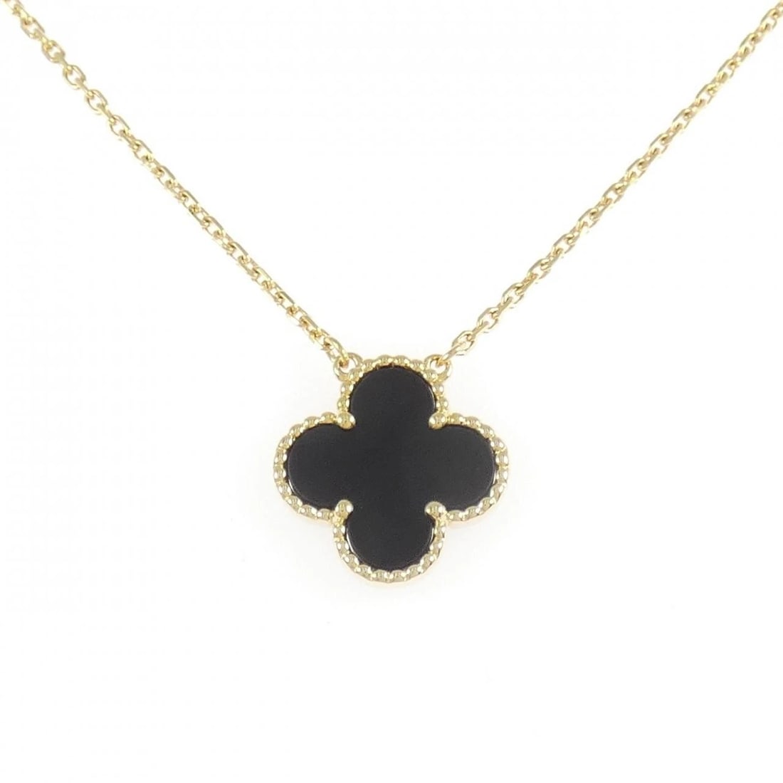 VAN CLEEF & ARPELS ALHAMBRA NECKLACE: Van Cleef & Arpels Alhambra Necklace Brand: Van Cleef & Arpels Type: Necklace Material: 750 Yellow Gold, Main Stone/Creation Onyx Color: Yellow Gold Size: 37 42cm,ActualSize Pendant top H x W: