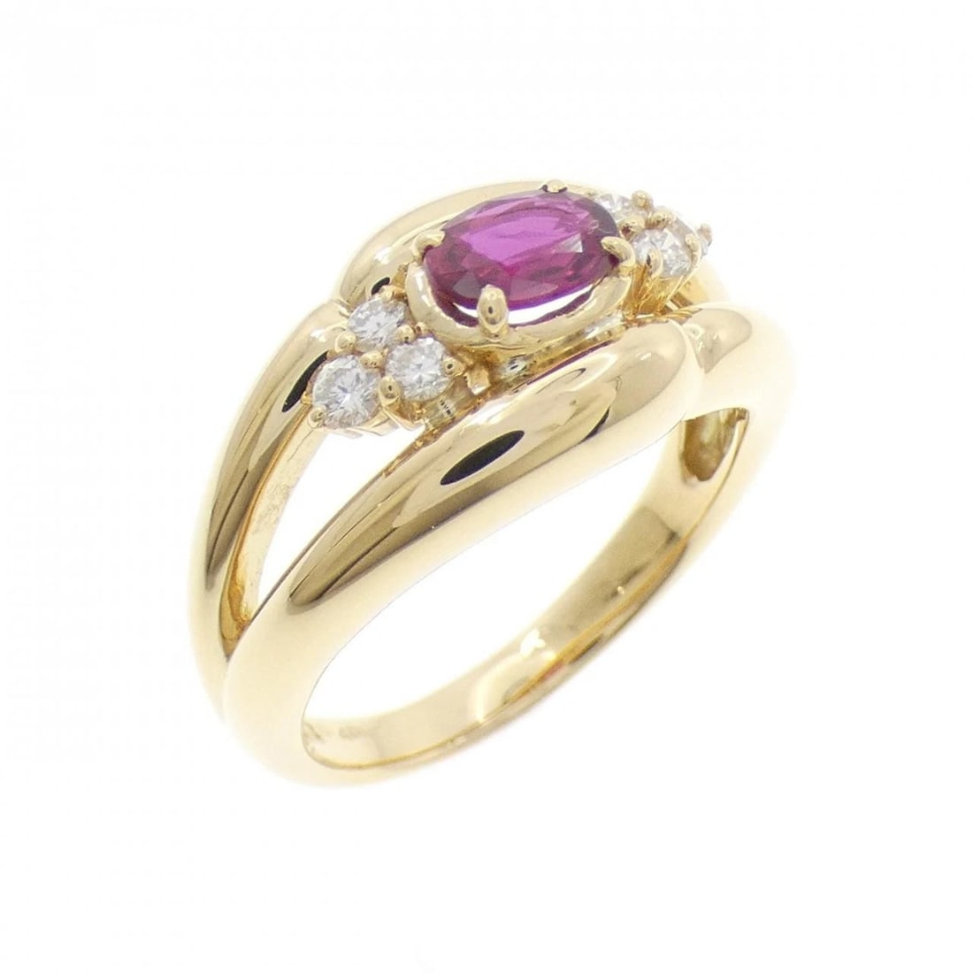 K18YG RUBY RING: K18YG Ruby Ring Brand: Unbranded Type: Ring Material: K18 Yellow Gold, Main Stone/Creation ruby Color: yellow gold Size: 6.5US Accessories: None Accessories Notice: When purchasing pre-owned