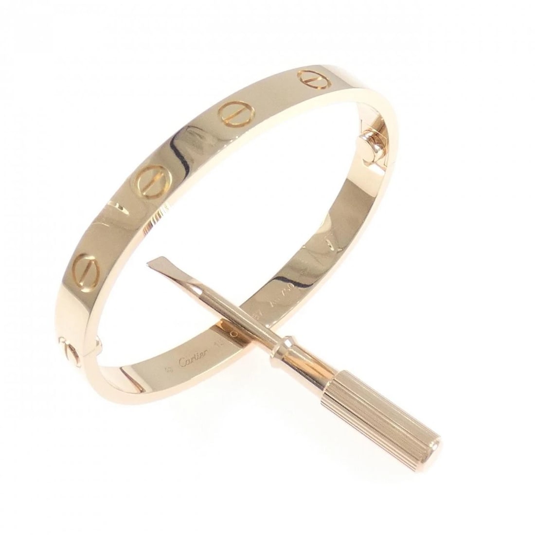CARTIER LOVE BRACELET: Cartier Love Bracelet Brand: Cartier Type: Bracelet Material: 750 Pink Gold, Color: Pink Gold Size: 14.5cm,ActualSize Max W: 6.1mm Accessories: None Accessories Notice: When purchasing