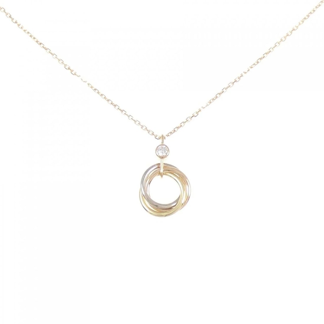 CARTIER TRINITY NECKLACE: Cartier Trinity Necklace Brand: Cartier Type: Necklace Material: 750 Yellow Gold 750 White Gold 750 Pink Gold, Main Stone/Creation Natural Color: none Size: 38 40cm,ActualSize Pendant top H x