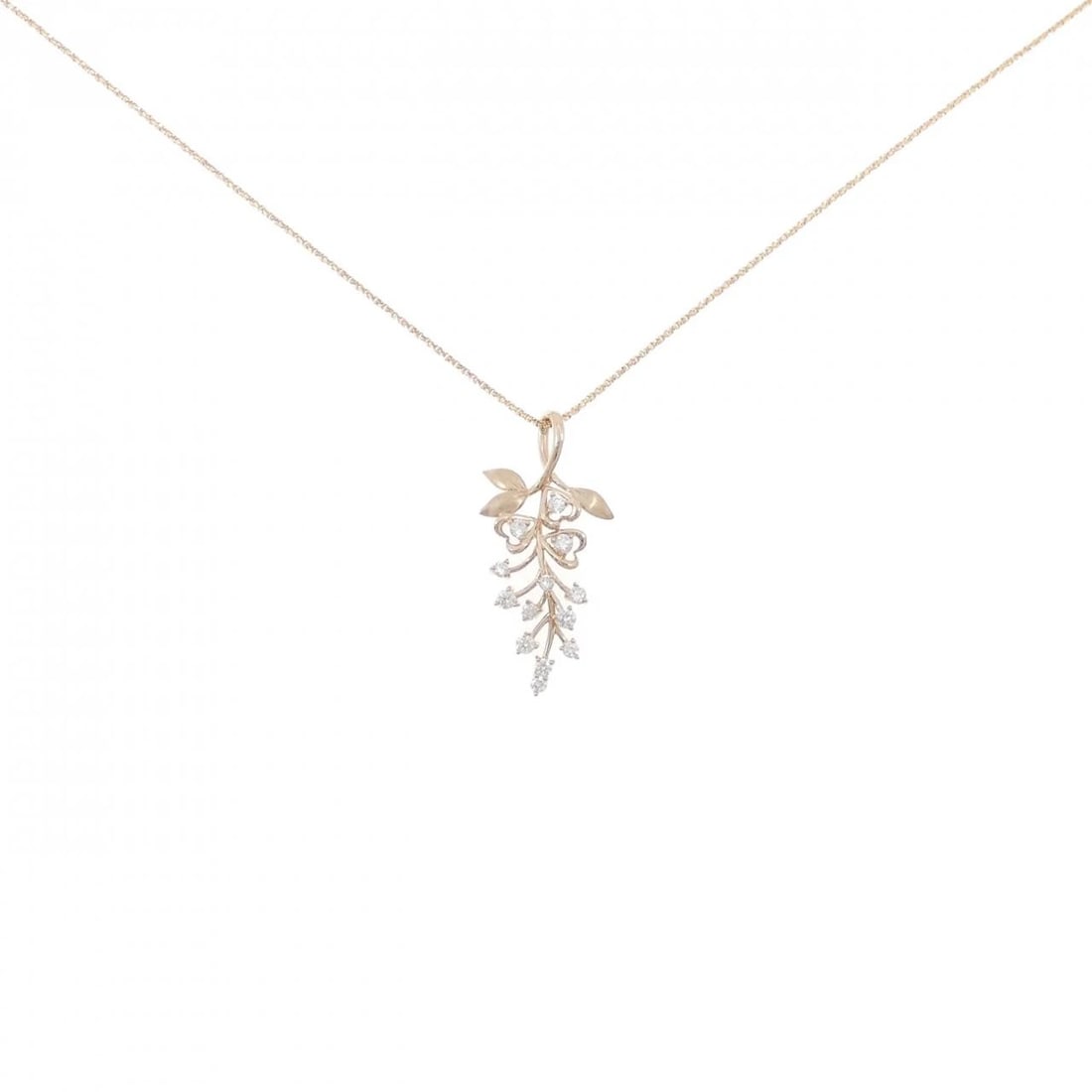 K18PG DIAMOND NECKLACE: K18PG Diamond Necklace Brand: Unbranded Type: Necklace Material: K18 Pink Gold, Main Stone/Creation Natural Color: Pink Gold Size: 45cmActualSize Pendant top H x W: 28.0mmx13.0mm Chain Max. W: