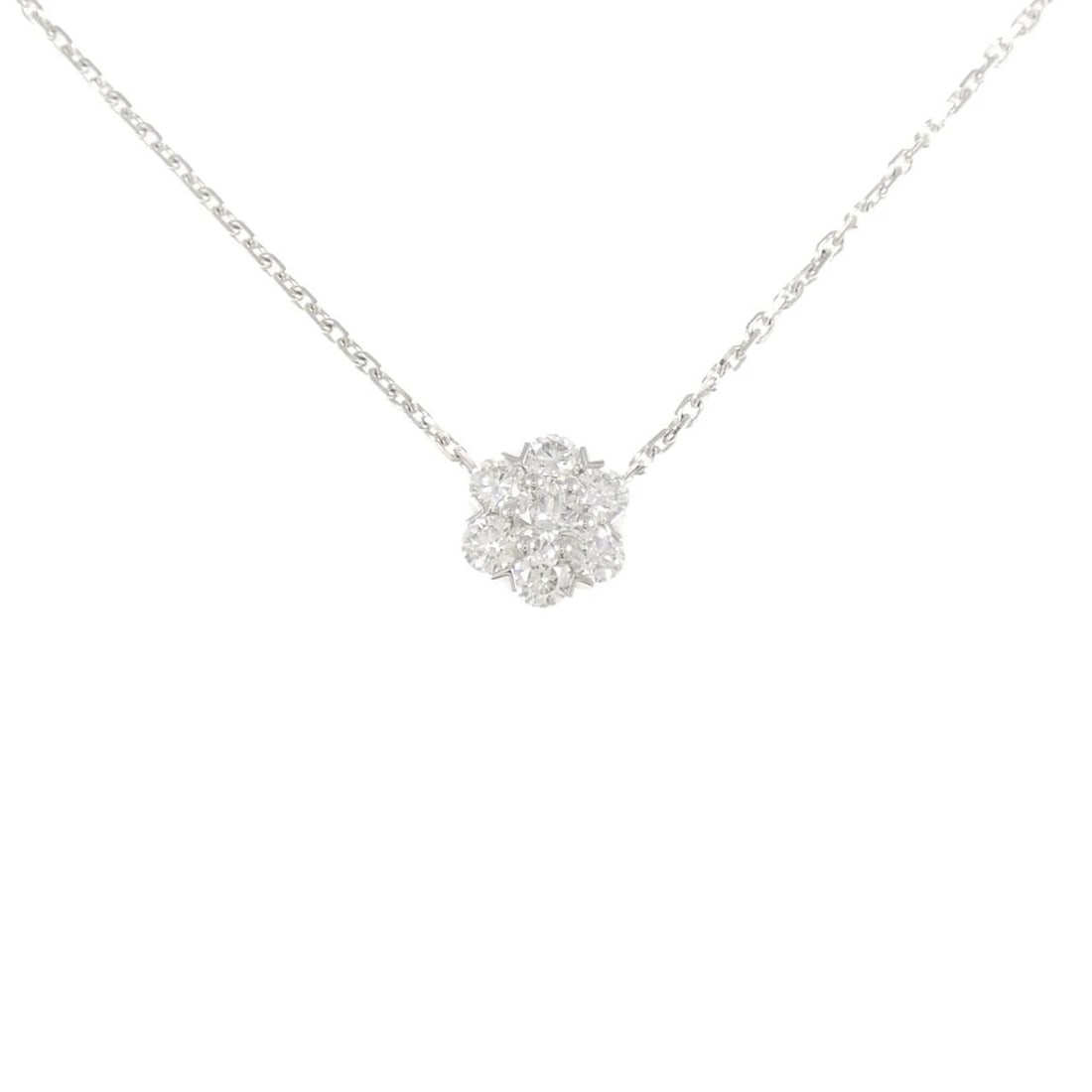 VAN CLEEF & ARPELS FLEURETTE LARGE NECKLACE: Van Cleef & Arpels Fleurette Large Necklace Brand: Van Cleef & Arpels Type: Necklace Material: 750 White Gold, Main Stone/Creation Natural Color: White Gold Size: 38 42cm,ActualSize Pendant top H
