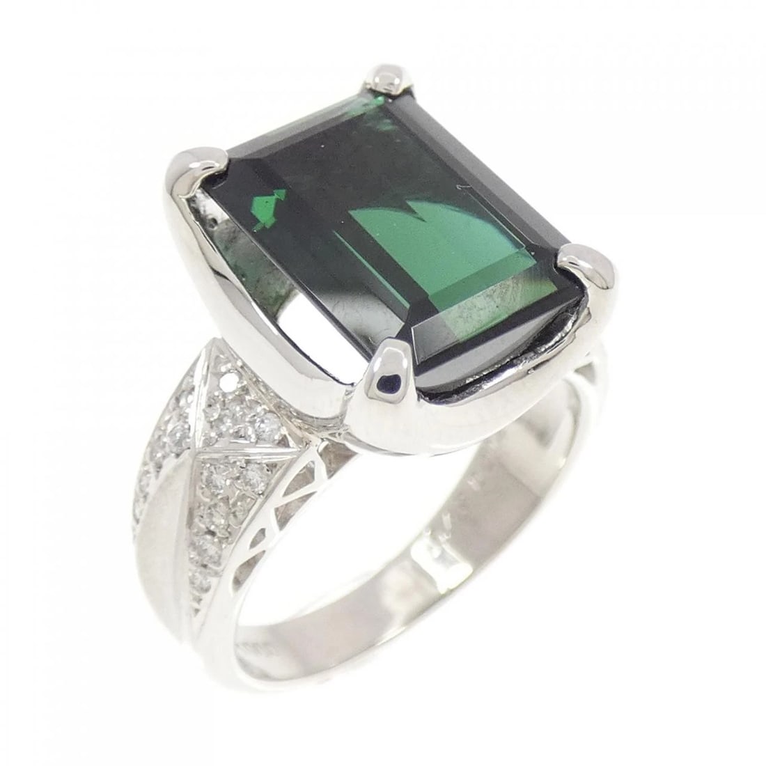 PT900 TOURMALINE RING: PT900 Tourmaline Ring Brand: Unbranded Type: Ring Material: Platinum 900, Main Stone/Creation Tourmaline Color: platinum Size: 7.75US Accessories: None Accessories Notice: When purchasing