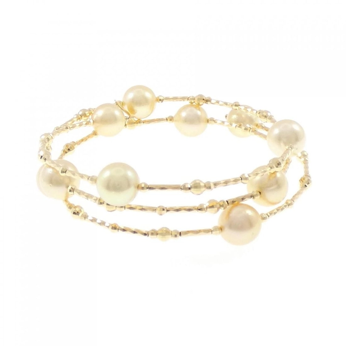 K18YG AKOYA PEARL BRACELET: K18YG Akoya Pearl Bracelet Brand: Unbranded Type: Bracelet Material: K18 Yellow Gold, Main Stone/Creation Akoya Pearl Color: Yellow Gold Size: ActualSize Max W: 8.4mm Accessories: None