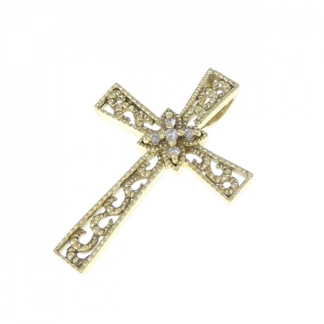 K18YG CROSS DIAMOND PENDANT: K18YG Cross Diamond Pendant Brand: Unbranded Type: Pendant Brooch Material: K18 Yellow Gold, Main Stone/Creation Natural Color: yellow gold Size: HxW: 28.0mmx19.8mm Accessories: None